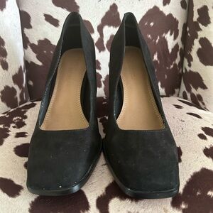 Chic Black Square-Toe Heels